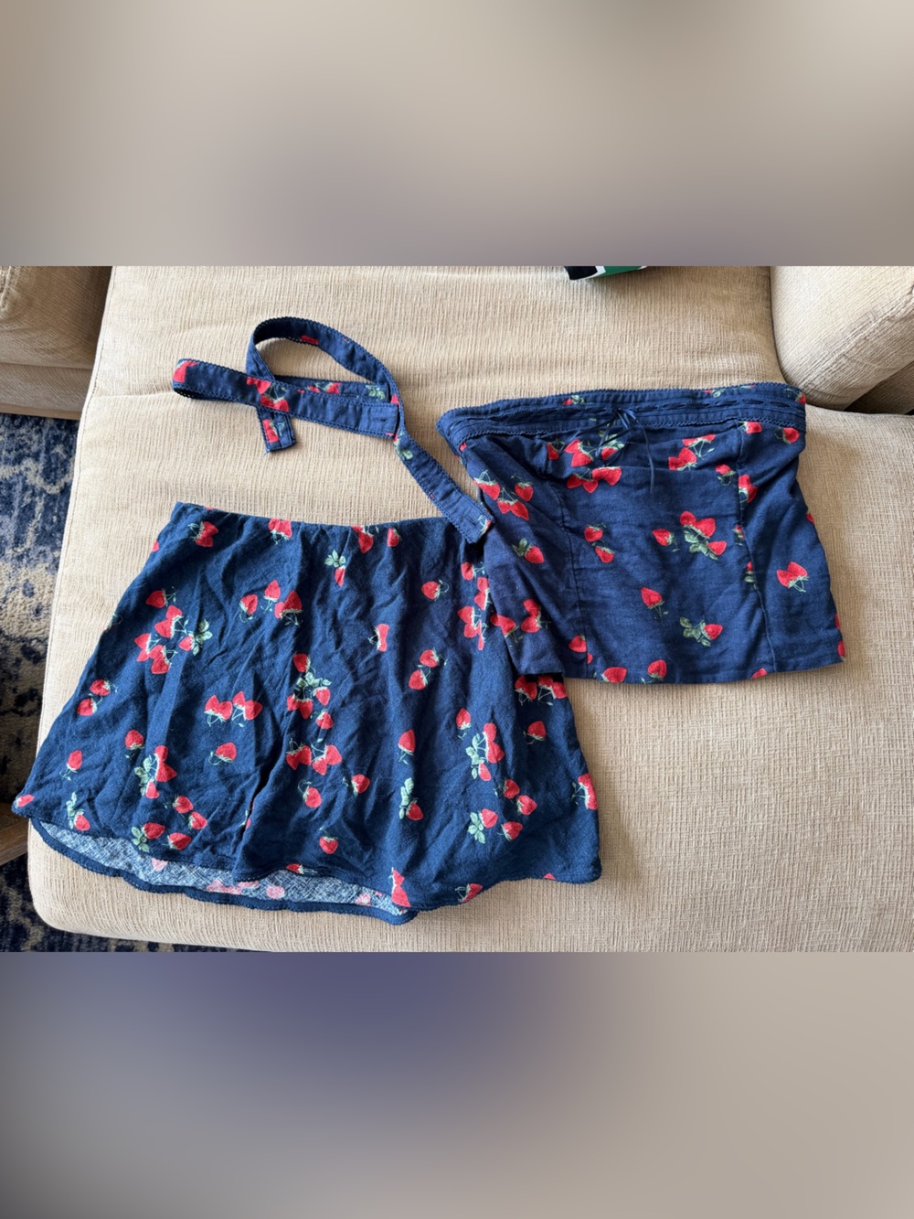 Abercrombie & Fitch Navy Strawberries Print Skirted Set